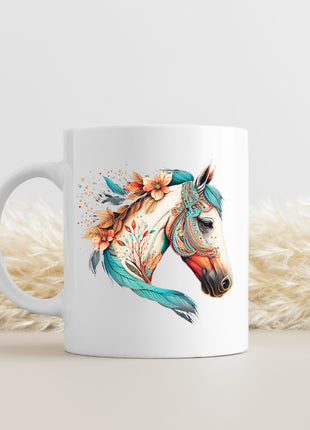 Boho Floral Horse Mug