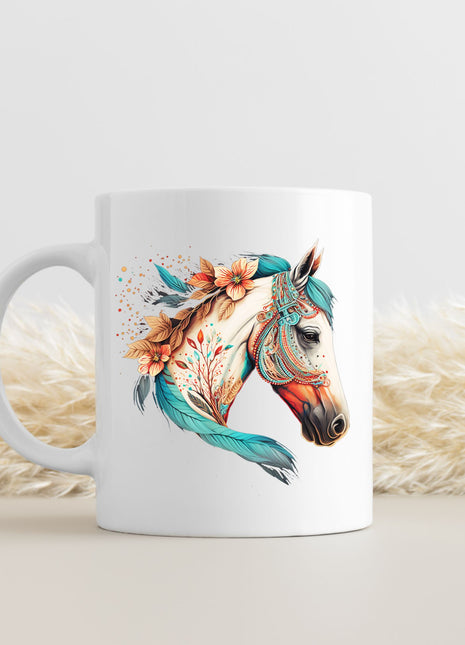 Boho Floral Horse Mug