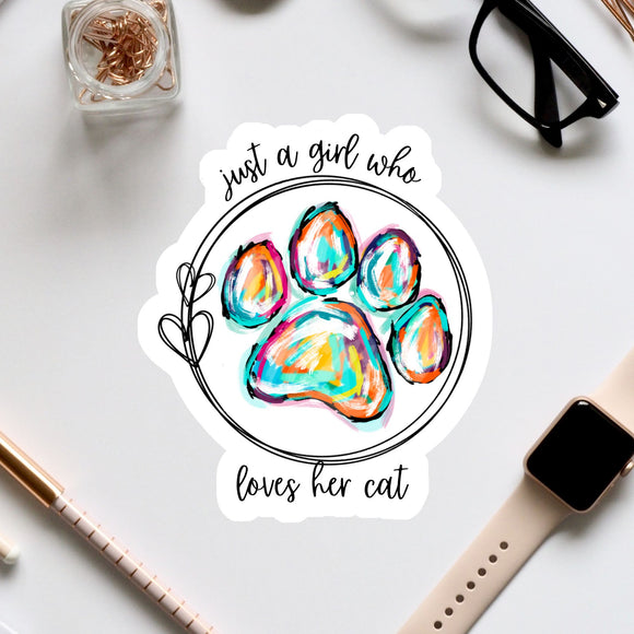 A sticker with a paw print and the text 