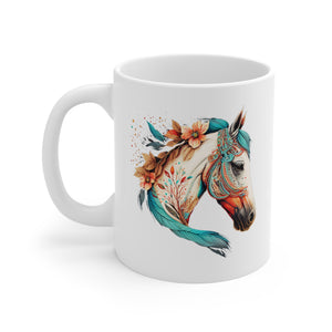 Boho Floral Horse - 11 oz Mug