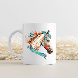 Boho Floral Horse Mug