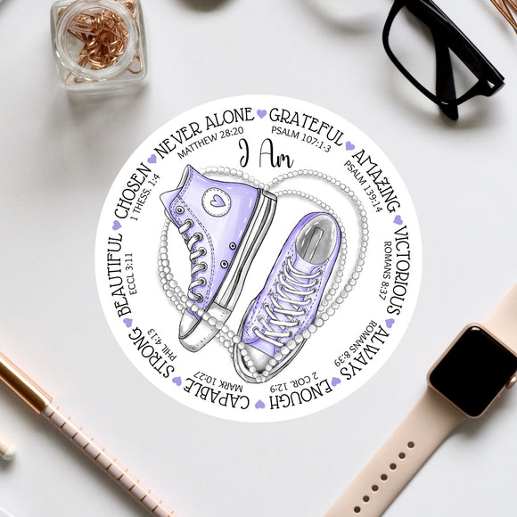 a sticker with a pair of sneakers on it