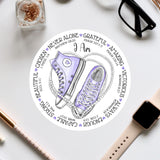 a sticker with a pair of sneakers on it