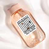 a clear bottle with a label that includes a cartoon duck and the text "Don't be silly & turn your feelings into pelonies".