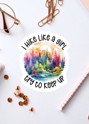 a sticker that says i like a girl try to keep up