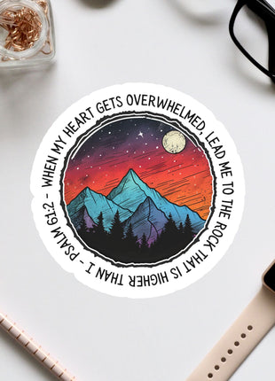 a sticker of a mountain with a quote on it