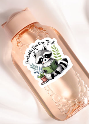 a bottle with a sticker of a raccoon on it