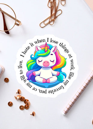a sticker of a unicorn sitting on top of a desk