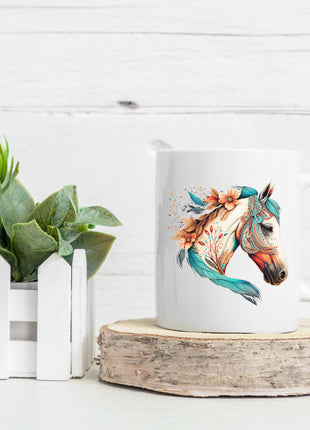 Boho Floral Horse Mug