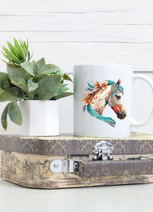 Boho Floral Horse Mug