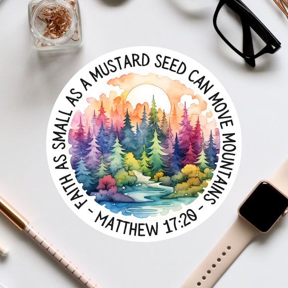 a sticker that says, all as mustard seed can move mountains