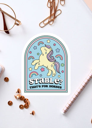 a sticker that says stable that's for horses