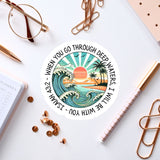 there is a sticker with a picture of a wave on it