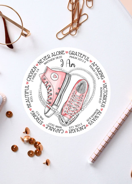 a sticker with a pair of sneakers on it