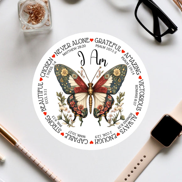 a sticker with a picture of a butterfly on it