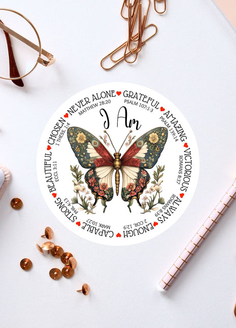 a sticker with a picture of a butterfly on it