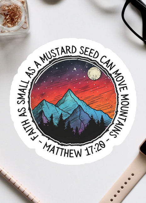 a sticker of a mountain with a sky background