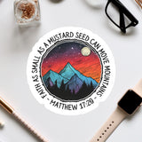 a sticker of a mountain with a sky background