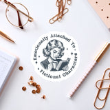 a sticker of a woman reading a book