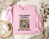 A pink sweatshirt with a cat and books printed on it, along with a mug and a plant, all placed on a white fur rug.