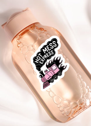 a close up of a bottle with a sticker on it