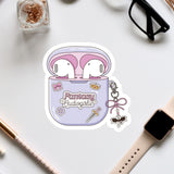 A sticker depicting a pair of earphones in a purple case with the text "Fantasy Audiogirl" and various decorative elements.