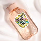 A pink bottle with a label that says "My favorite childhood memory is actually having energy"