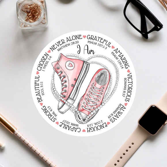 a sticker with a pair of sneakers on it