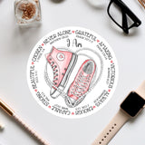 a sticker with a pair of sneakers on it