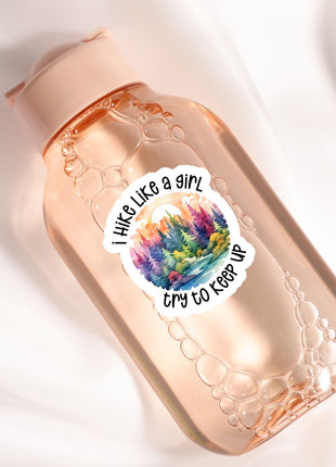 a bottle with a sticker on it sitting on a white surface