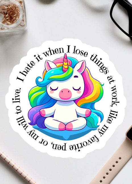 a sticker with a unicorn sitting on top of it