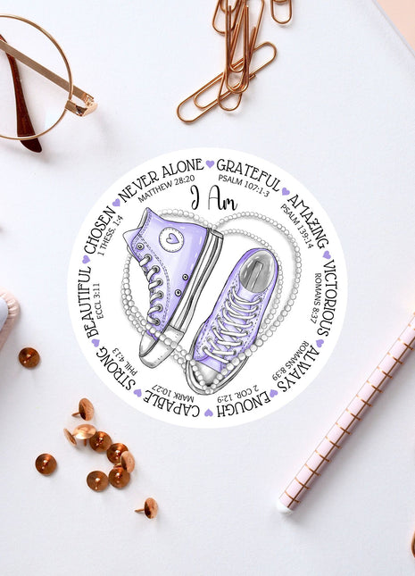 a sticker with a pair of sneakers on it