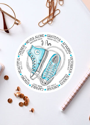 a sticker with a pair of sneakers on it